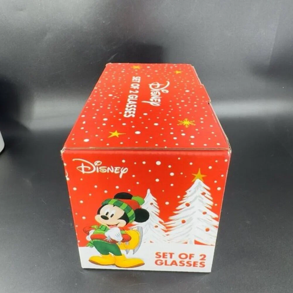 Disney Christmas Peppermint Cup Lowball Tumbler Set 2 New In‎ Box Clear Frosted